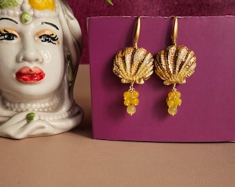 Sicilian Earrings with Sicily Ceramic Shells