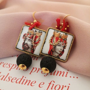Baroque style tile earrings