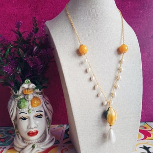 Gold Chain Necklace With Sicily Ceramic Lemon - Etsy