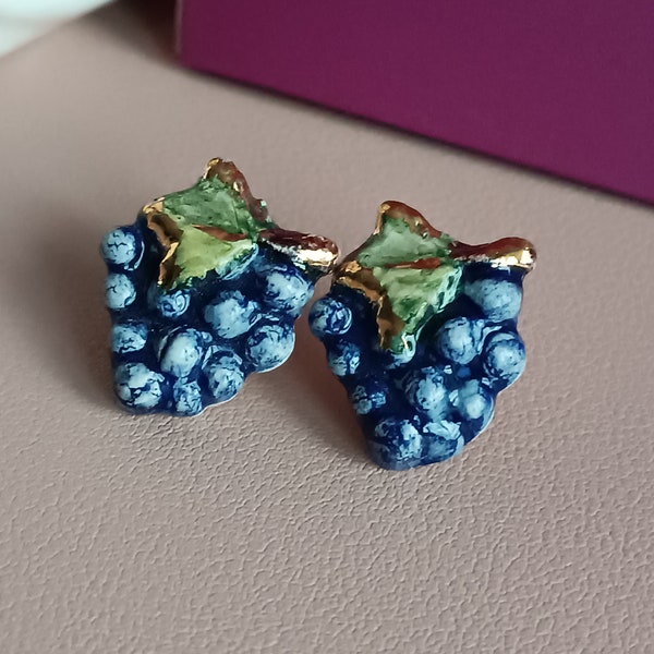 Sicily Ceramic Grape Stud Earrings