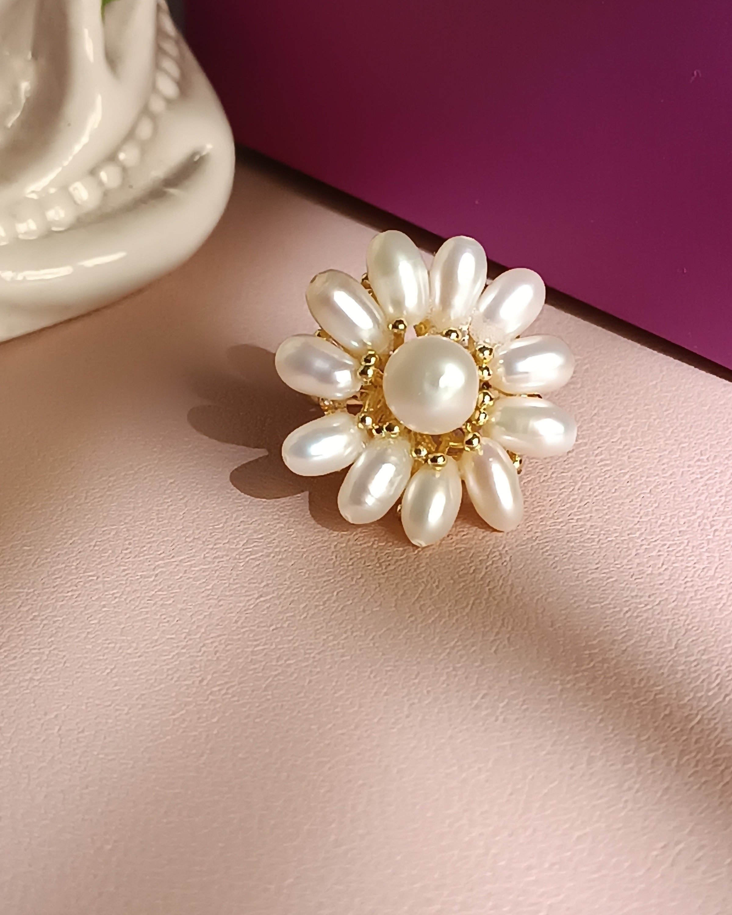 Lot De 6 Bagues Fantaisie Femme - Motifs Fleurs Et Perles, Alliage Hypoallergénique - Pour Quotidien, Soirée, Cadeau