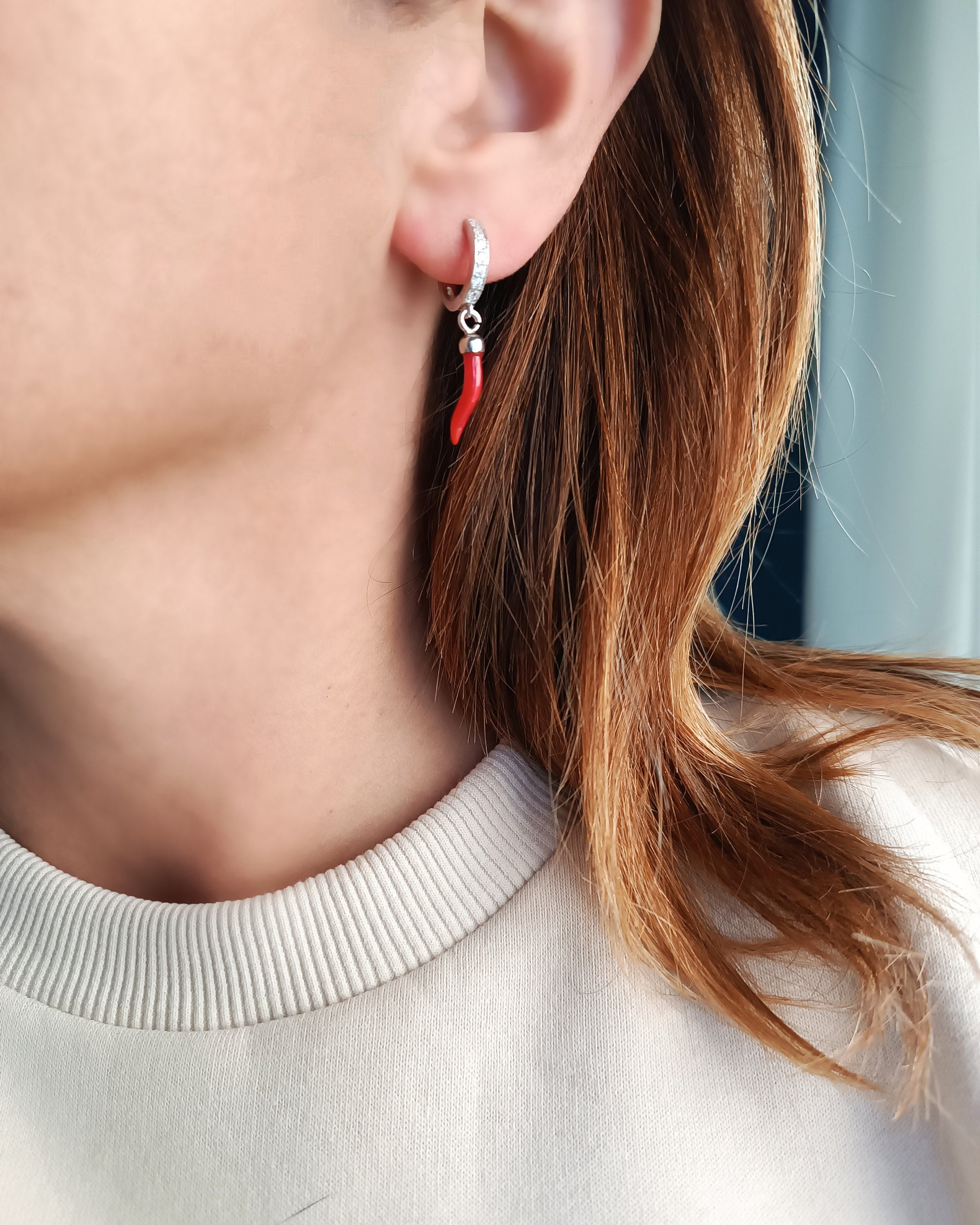 Orecchini Pendenti A Gancio Argento 925 Con Cardo E Trifoglio Portafortuna - WithLoveSilver