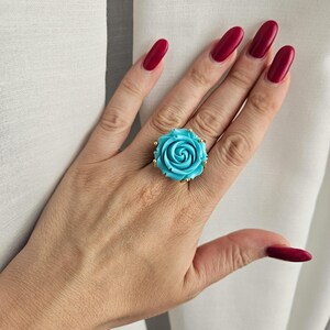 Statement ring with turquoise rose