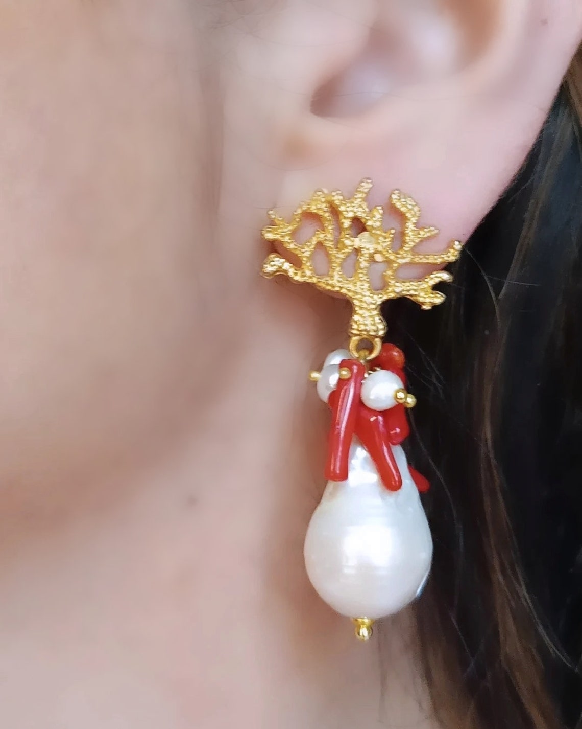 Bamboo Pearl Earring-Pearl-OS