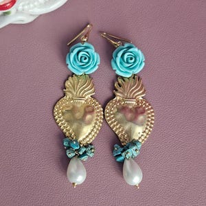 Per Terra Elasticità Prestigioso Orecchini Monachella Con Turchese Davanti A Voi - Foto 12