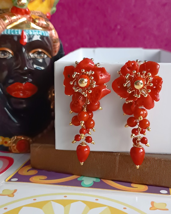 Red Cluster Earrings Etsy Singapore