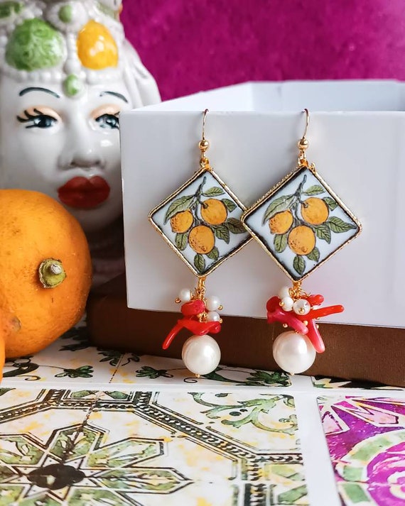 Baroque Style Tile Earrings 