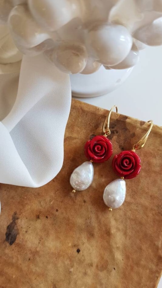 Etsy pearl hotsell drop earrings