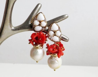Baroque Pearl drops Wedding Earrings