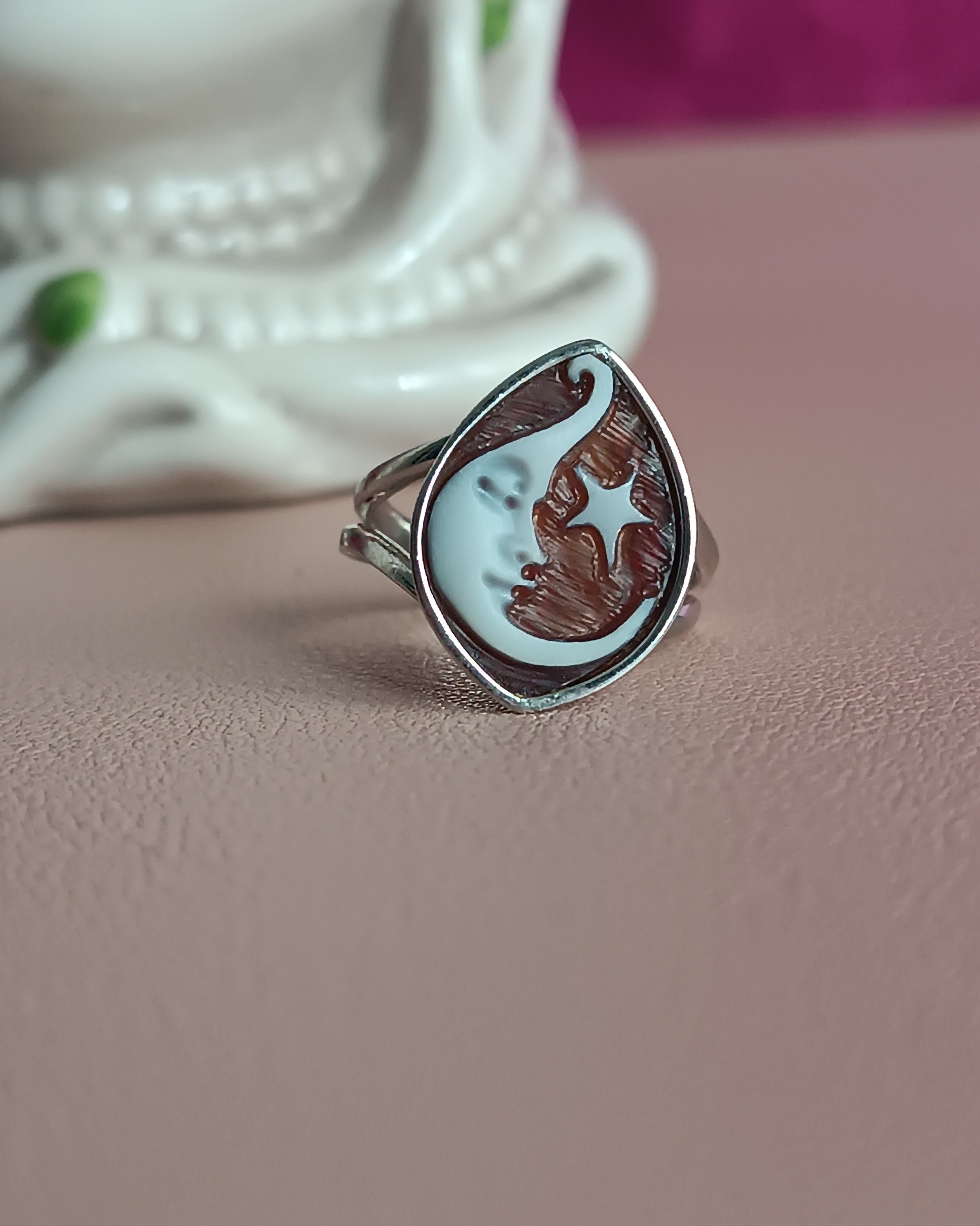 Bague Anneau Vintage En Coquillage Taille 46 - Achetée En Guadeloupe Dans Les Années 80, Pièce Unique