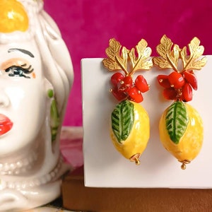 Sicily ceramics Lemon earrings