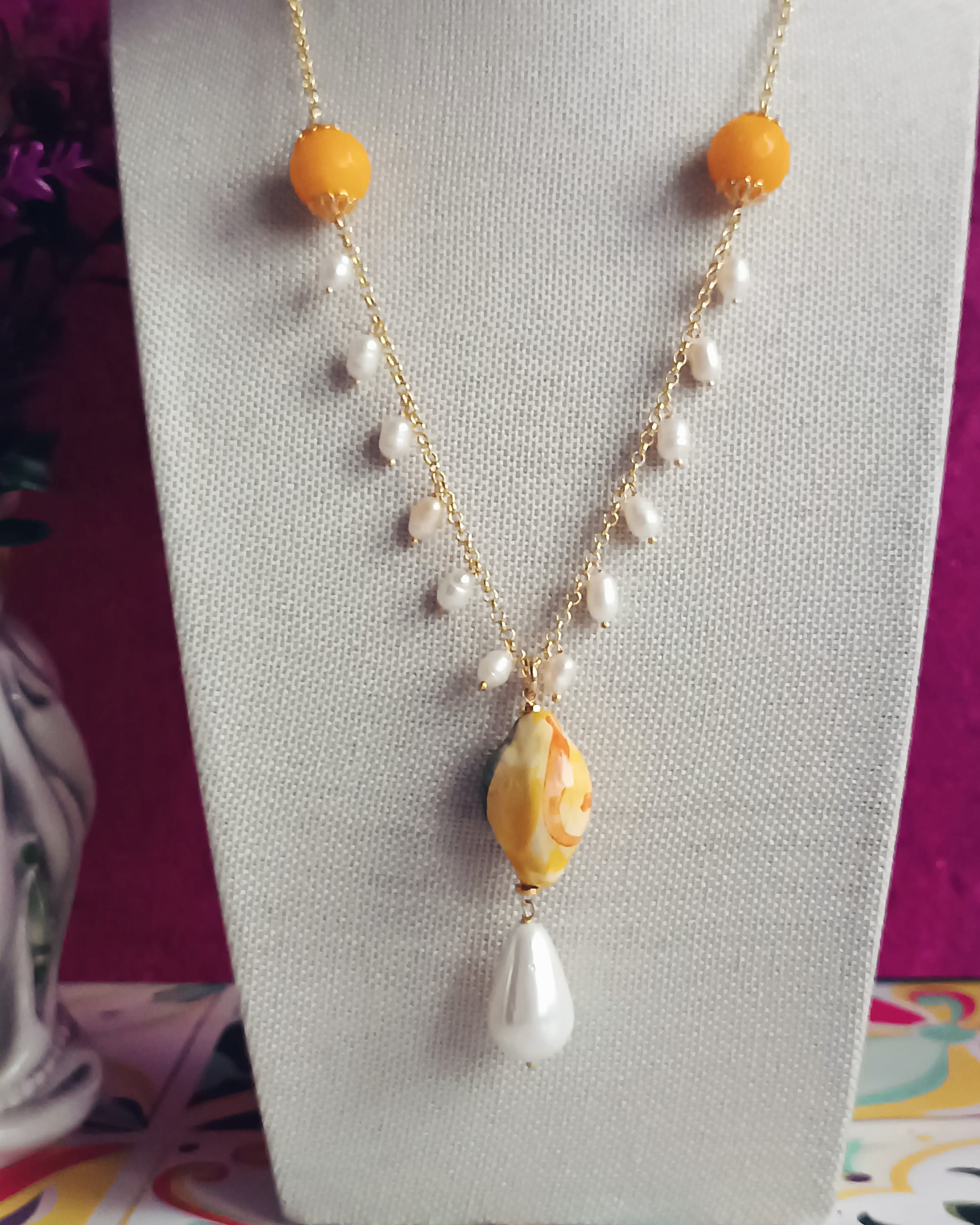 Gold Chain Necklace With Sicily Ceramic Lemon - Etsy