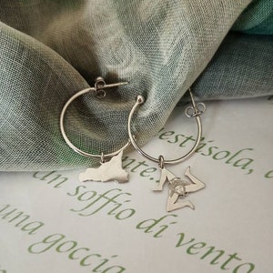 925 Boucles d’oreilles en argent avec Sicilia et Trinacria