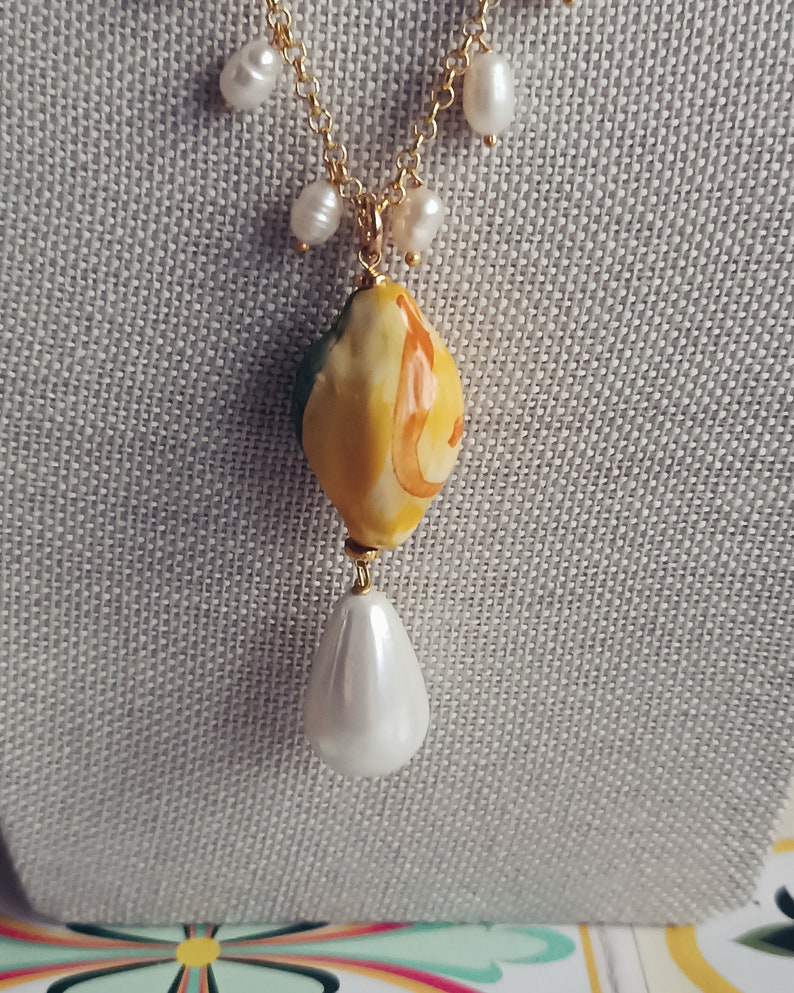 Gold Chain Necklace With Sicily Ceramic Lemon - Etsy