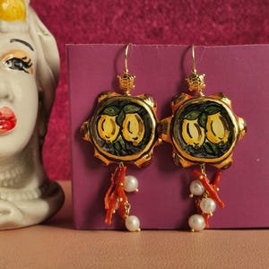 Sicilian earrings with Ceramic Tambourines