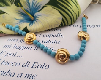 Turquoise bracelet for women with shells