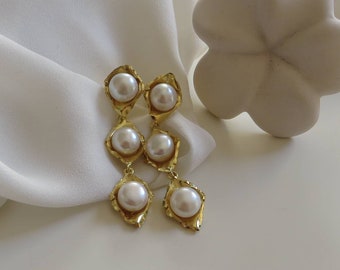 925 Drop Earrings with River Pearls