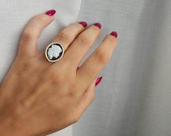 Ring aus 925er Silber mit Torre del Greco-Kamee
