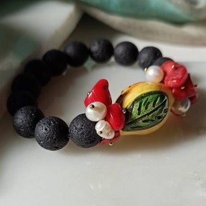 Lava rock bracelet with sicily ceramic lemon