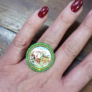 Handgefertigter Ring mit Caltagirone Keramikfliese