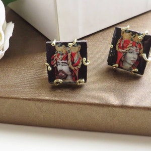 Anillo hecho a mano con baldosas de cerámica de caltagirona