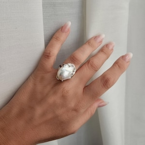 925 Silberring mit Barockperle