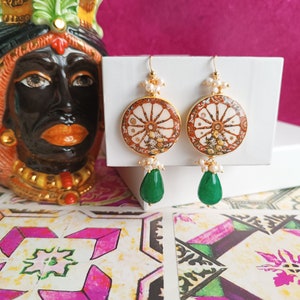 Baroque style tile earrings