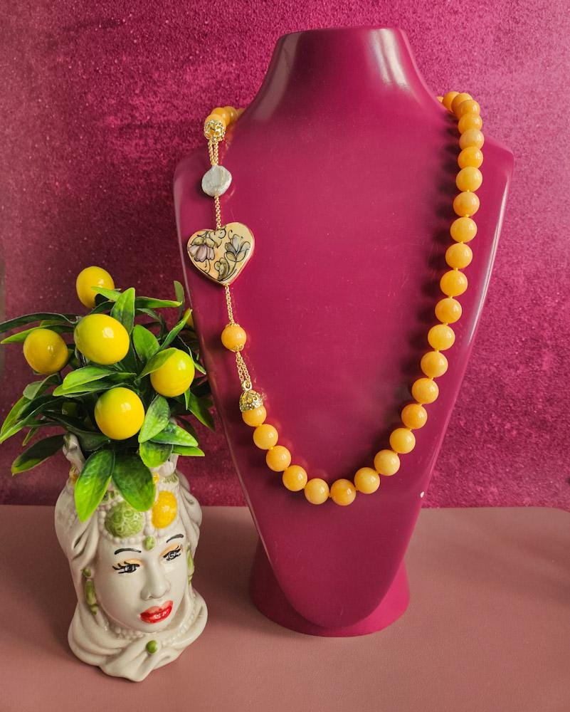 Collana Girocollo Catena Oro Giallo 18kt Con Pietre Di Colore Verde Smeraldo E Ciondoli Charms Cuoricini - Foto 6