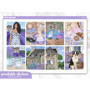 Provence Planner Stickers: Erin Condren Vertical Layout, Cricut PNG Cut Files (Digital Download)