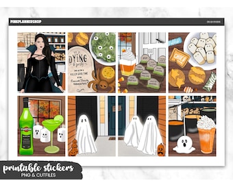 Pegatinas para agenda de Halloween, Dead Inside, Erin Condren (PNG y archivos recortados)