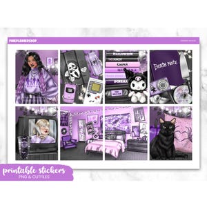 Creepin Season Planner Stickers: Halloween Erin Condren Kit (PNG, Cut Files)