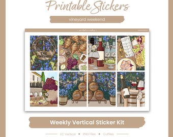 Food Planner Stickers, Vineyard Weekend Weekly Kit, Erin Condren, Vacay Theme (PNG, Cut Files)
