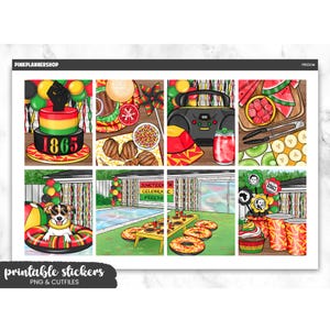 Juneteenth Planner Stickers: Erin Condren Vertical Layout (PNG, Cut Files)