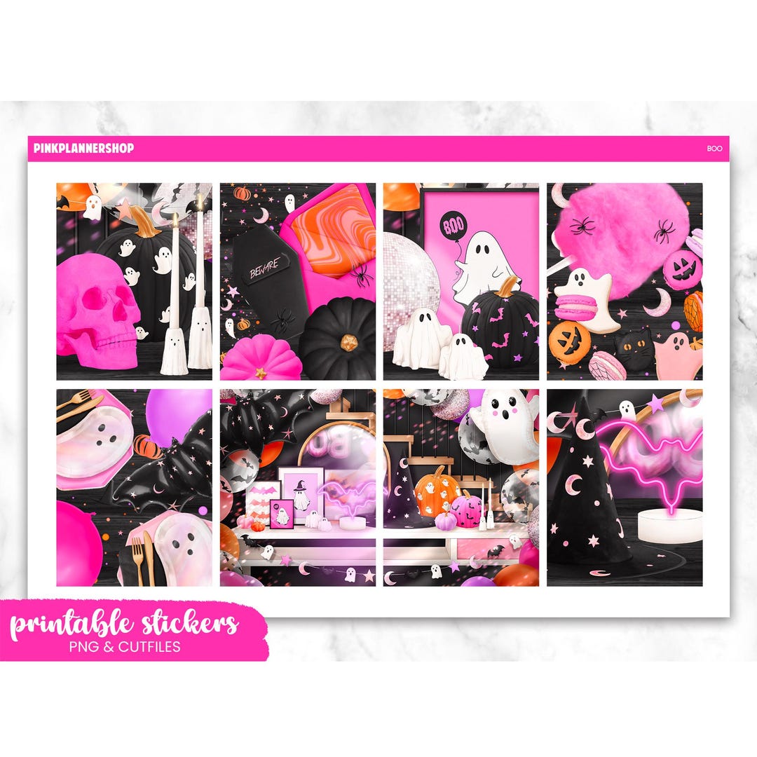 Halloween Planner Stickers: Erin Condren Vertical Layout (PNG, Cut ...