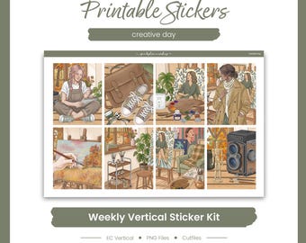 Art Planner Stickers, Creative Day Weekly Kit, Erin Condren, Hobby Theme (PNG, Cut Files)