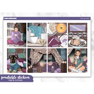 Printable Planner Stickers: Rain Window, Erin Condren, Cricut PNG (Digital Download, Cut Files)