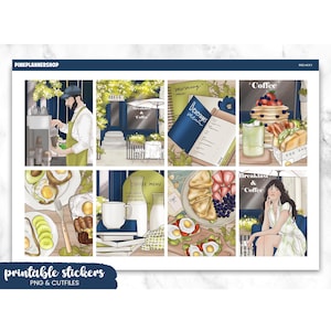 Printable Weekly Planner Stickers: Breaky Theme, Erin Condren Size (PNG, Cut Files)