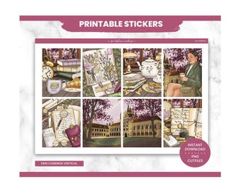 BTS Planner Stickers, Dark Academia Weekly Kit, Erin Condren, School Theme (PNG, Cut Files)