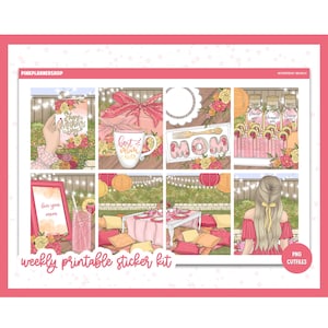 Planificateur d'autocollants imprimables, brunch de la fête des mères, Erin Condren, feuilles d'autocollants, autocollants verticaux, fichiers découpés, Cricut PNG, autocollants fête des mères