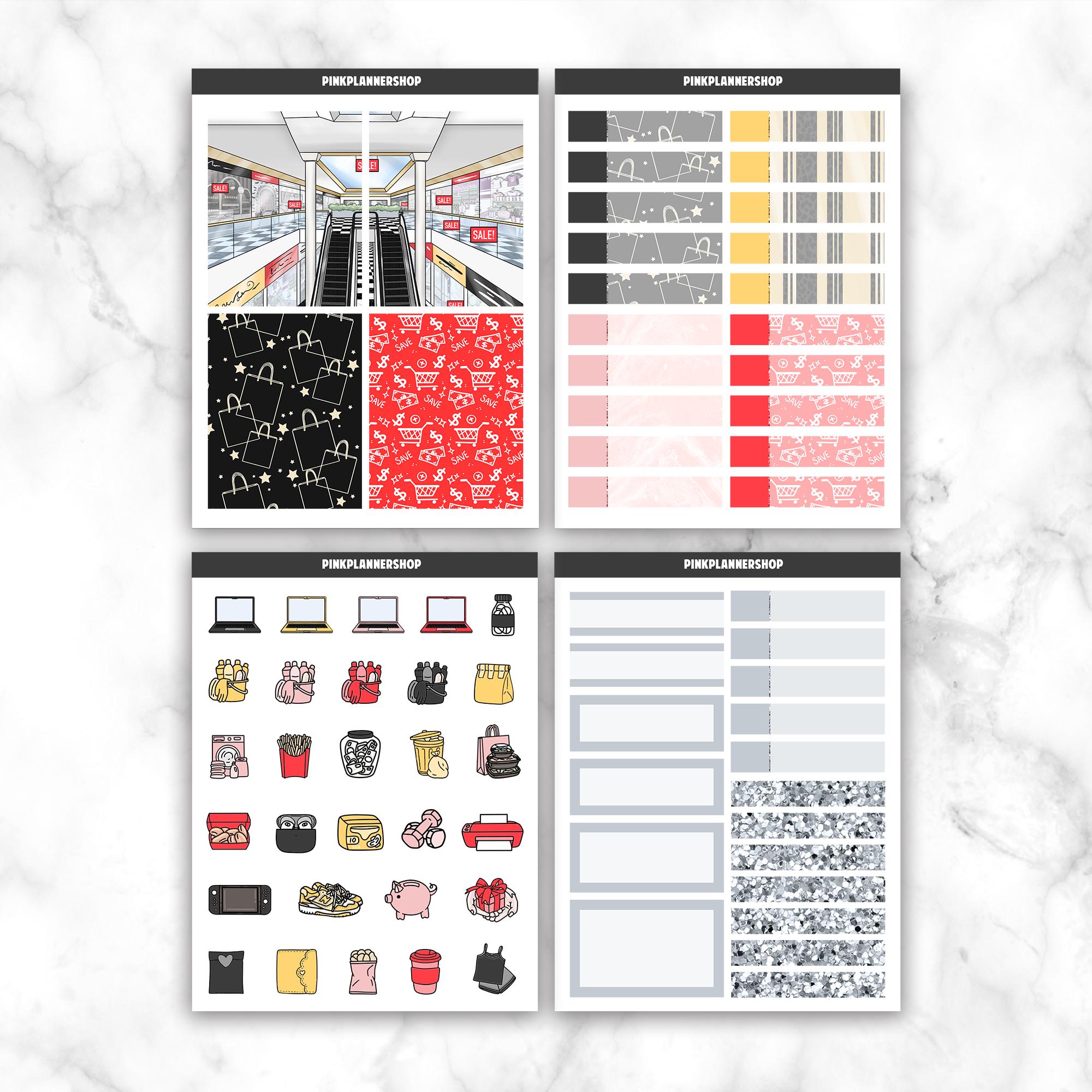 Printable Erin Condren Planner Stickers: Black Friday Weekly Kit (PNG ...