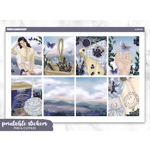 Blueberries Planner Stickers: Erin Condren Vertical Layout (PNG, Cut Files)