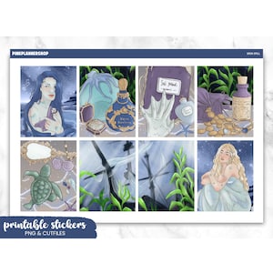 Siren Spell Planner Stickers: Erin Condren Vertical Layout (PNG, Cut Files)