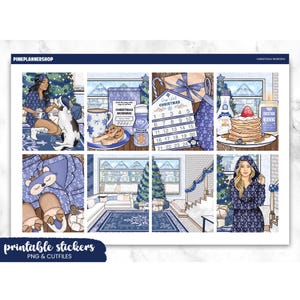Christmas Morning Planner Stickers: Erin Condren Vertical Layout (PNG, Cut Files)