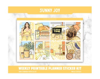 Spring Planner Stickers, Sunny Joy Weekly Kit, Erin Condren, Spring Theme (PNG, Cut Files)