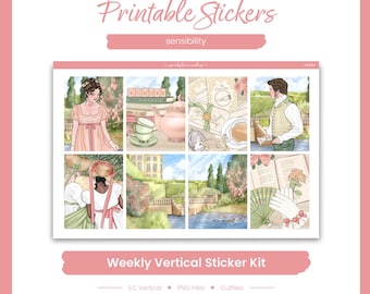 Fantasy Planner Stickers, Sensibility Weekly Kit, Erin Condren, Reading Theme (PNG, Cut Files)