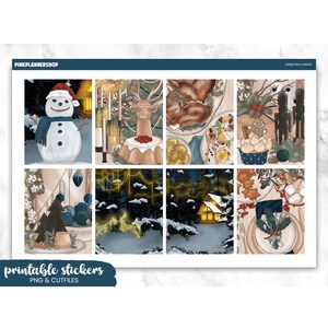 Christmas Dinner Planner Stickers: Erin Condren Vertical Layout (PNG Cut Files)