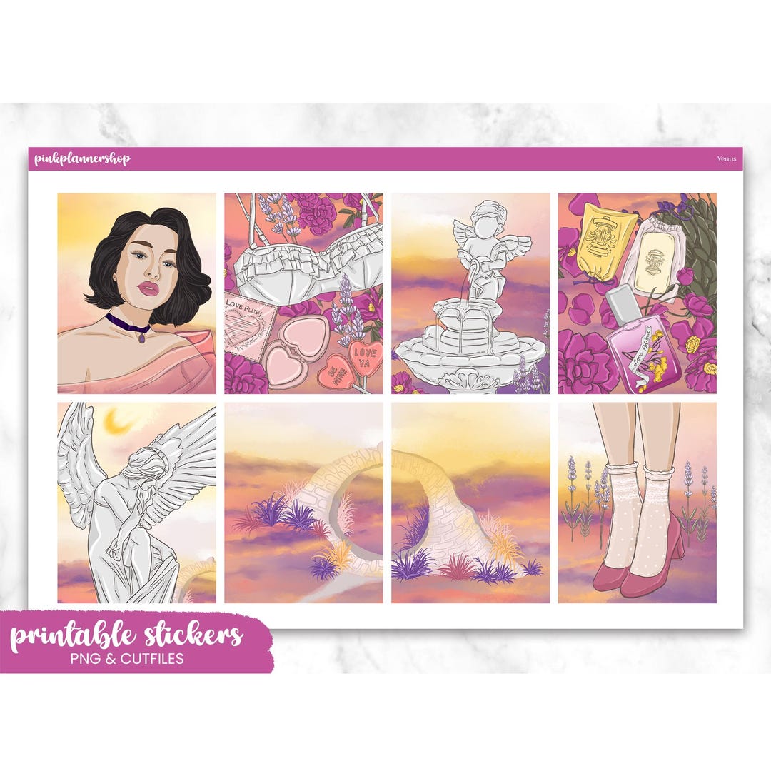 Venus Planner Stickers: Erin Condren Vertical Layout (PNG, Cut Files ...