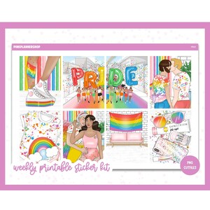Planificateur d'autocollants imprimables, fierté, Erin Condren, feuilles d'autocollants, autocollants verticaux, fichiers de coupe, Cricut PNG, autocollants fierté