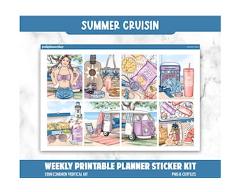 Sommer Cruisin 'Planer Aufkleber, vertikales Layout (PNG & Schnittdateien)