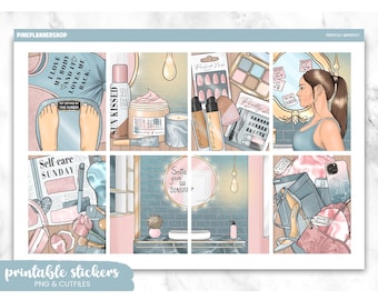 Printable Planner Stickers, Perfectly Imperfect, Erin Condren, Sticker Sheets, Vertical Stickers, Cut Files, Cricut PNG, Self Care Stickers